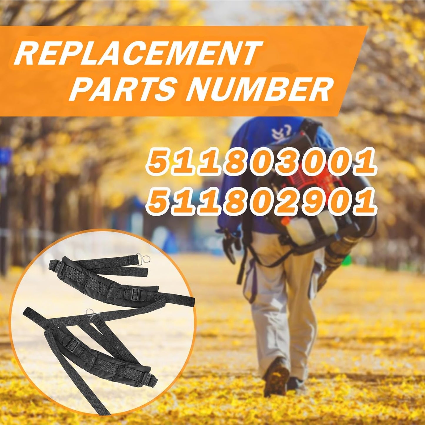 511803001 511802901 Backpack Blower Shoulder Straps Replacement Compatible with Husqvarna