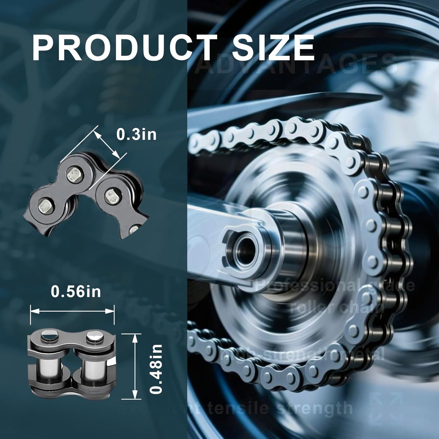 219H 63 Links 126 Pins Drive Chain Replacement Compatible with 48V Electric Dirt Bikes