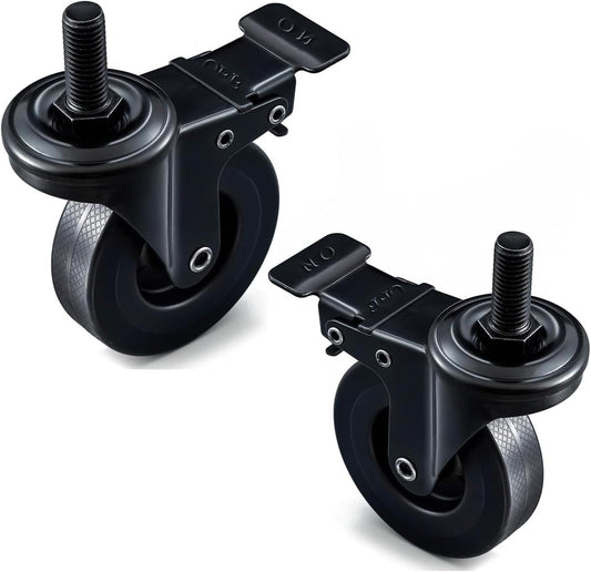 74064 Locking Caster Wheels Replacement for Pellet Grills - 3 Inch Grill Wheel Kit
