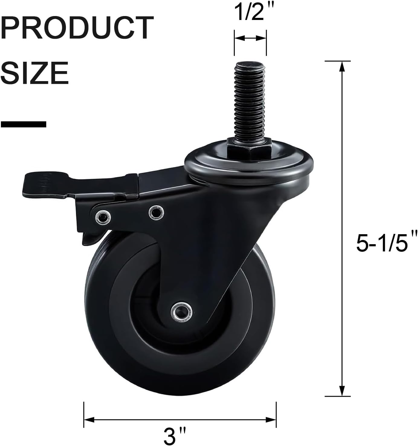 74064 Locking Caster Wheels Replacement for Pellet Grills - 3 Inch Grill Wheel Kit